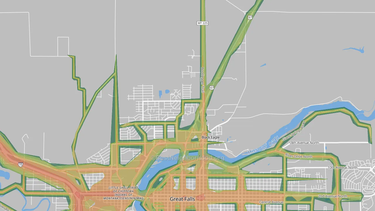 Black Eagle, MT Map of Noise Levels in Black Eagle