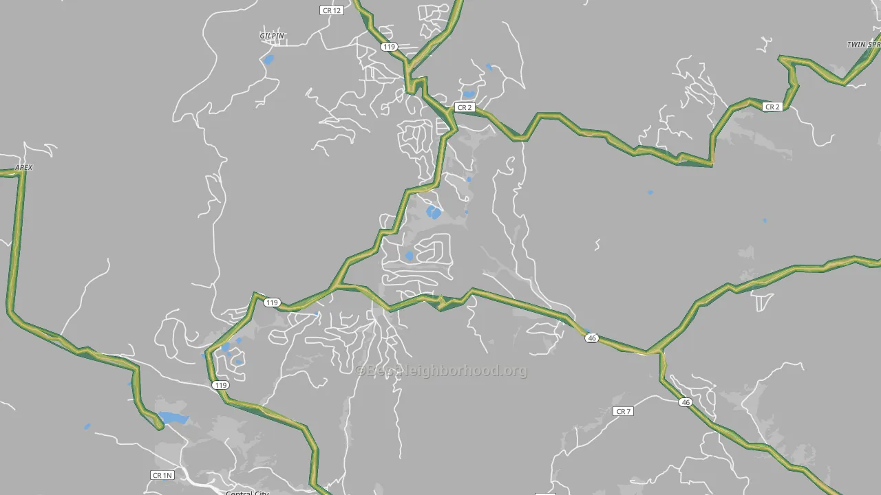 Black Hawk, CO Map of Noise Levels in Black Hawk