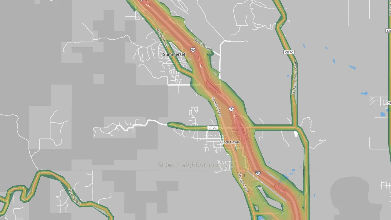 Black Hawk, SD Map of Noise Levels in Black Hawk