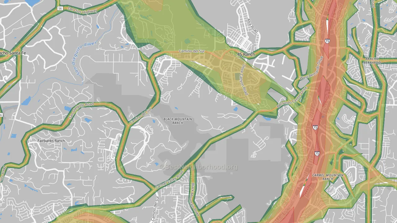 Black Mountain Ranch, San Diego, CA Map of Noise Levels in Black Mountain Ranch