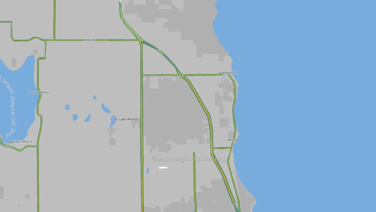 Black River, MI Map of Noise Levels in Black River