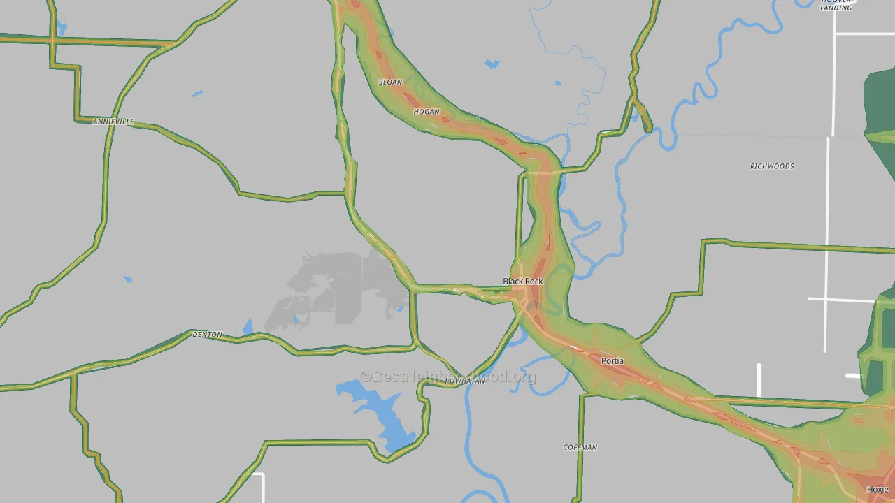 Black Rock, AR Map of Noise Levels in Black Rock