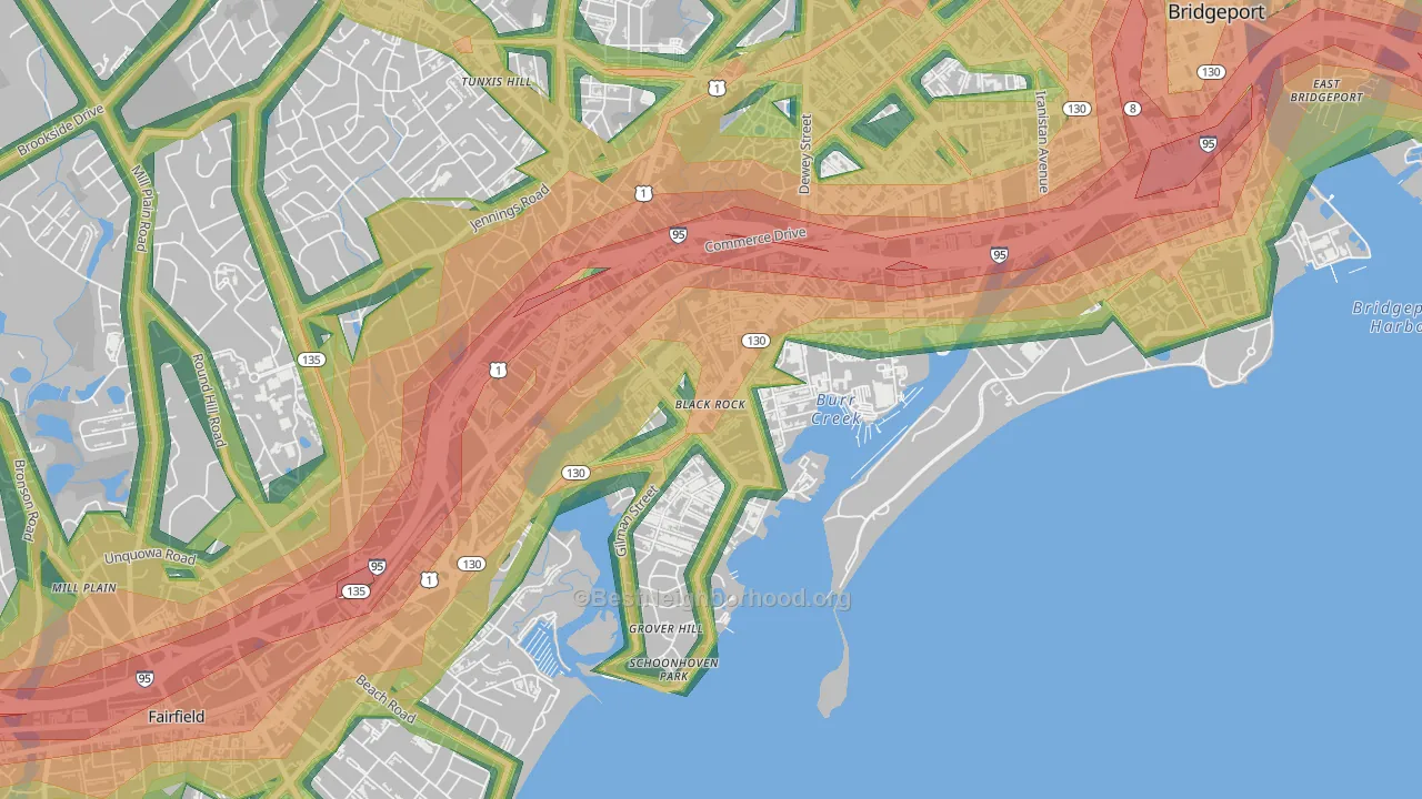 Black Rock, Bridgeport, CT Map of Noise Levels in Black Rock