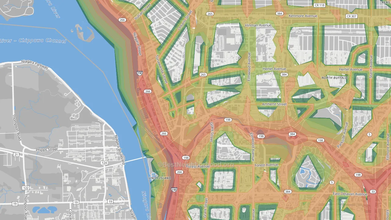 Black Rock, Buffalo, NY Map of Noise Levels in Black Rock