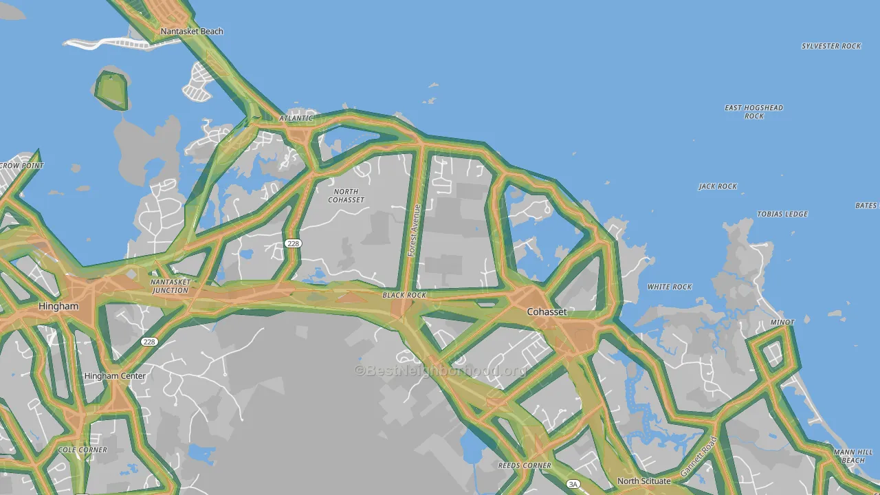 Black Rock, MA Map of Noise Levels in Black Rock