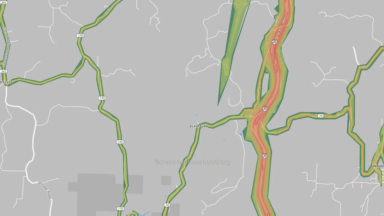 Blackburn, AR Map of Noise Levels in Blackburn