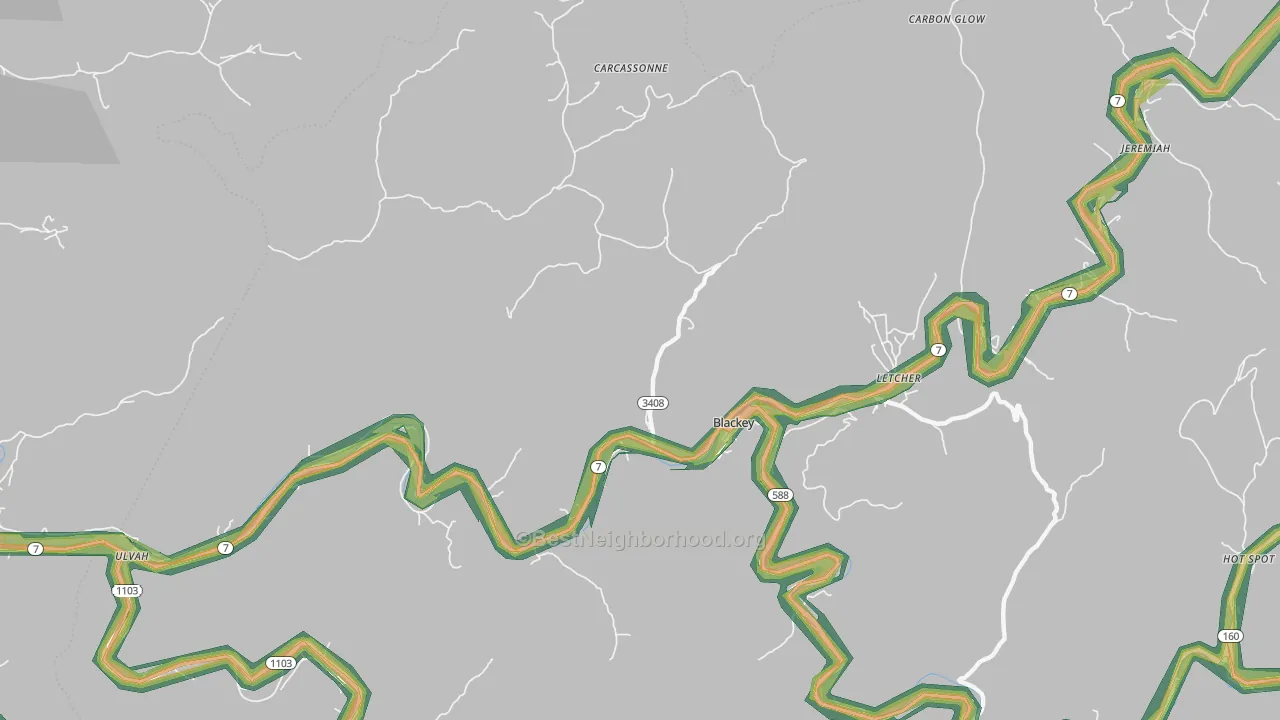 Blackey, KY Map of Noise Levels in Blackey