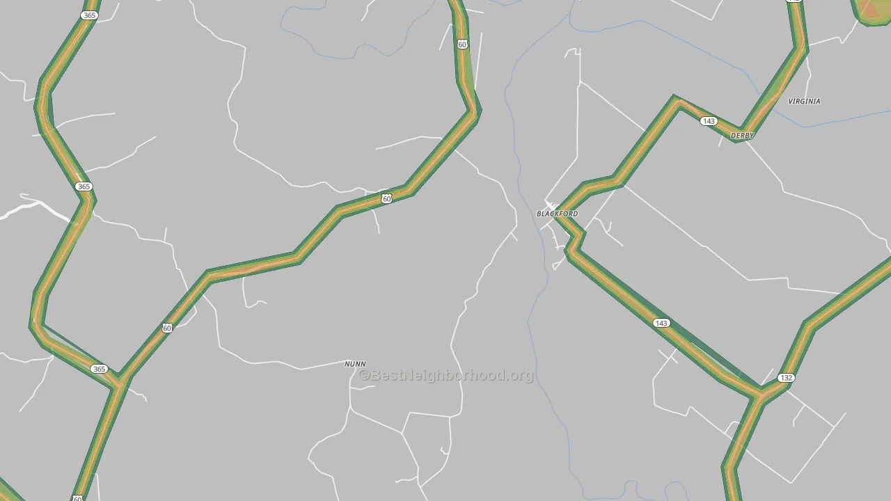 Blackford, KY Map of Noise Levels in Blackford