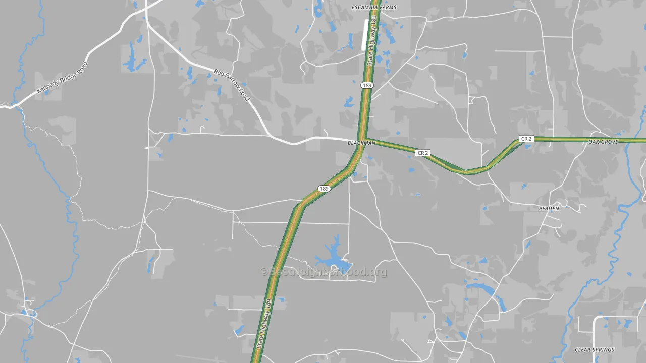 Blackman, FL Map of Noise Levels in Blackman
