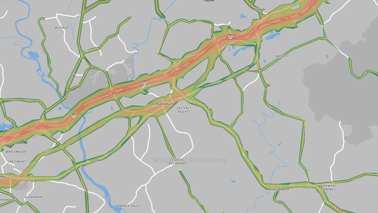 Blacksburg, SC Map of Noise Levels in Blacksburg