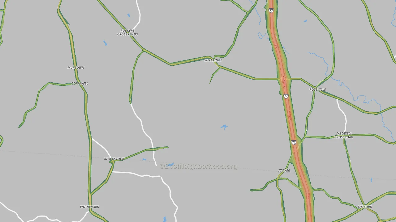 Blackstock, SC Map of Noise Levels in Blackstock