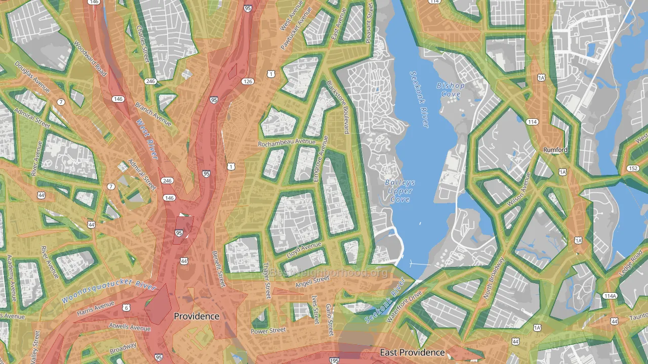 Blackstone, Providence, RI Map of Noise Levels in Blackstone