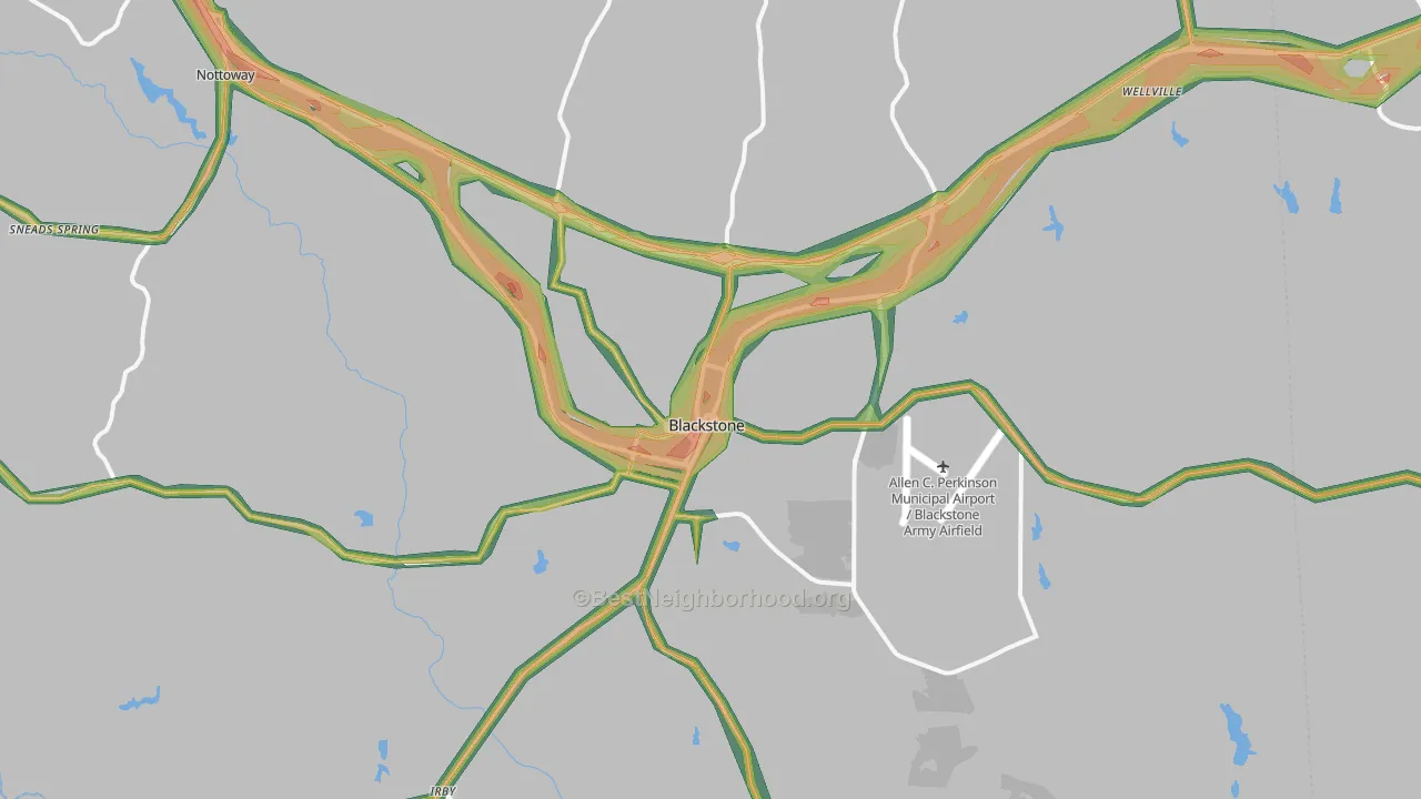 Blackstone, VA Map of Noise Levels in Blackstone
