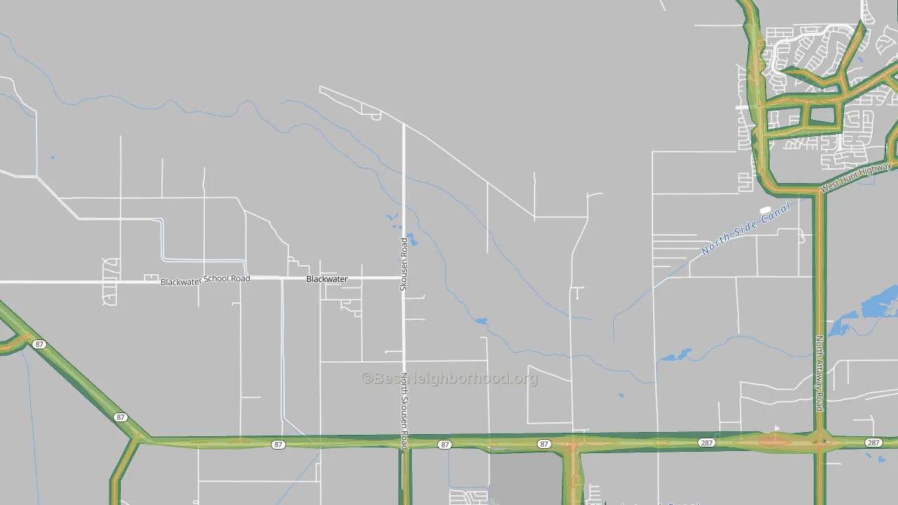 Blackwater, AZ Map of Noise Levels in Blackwater
