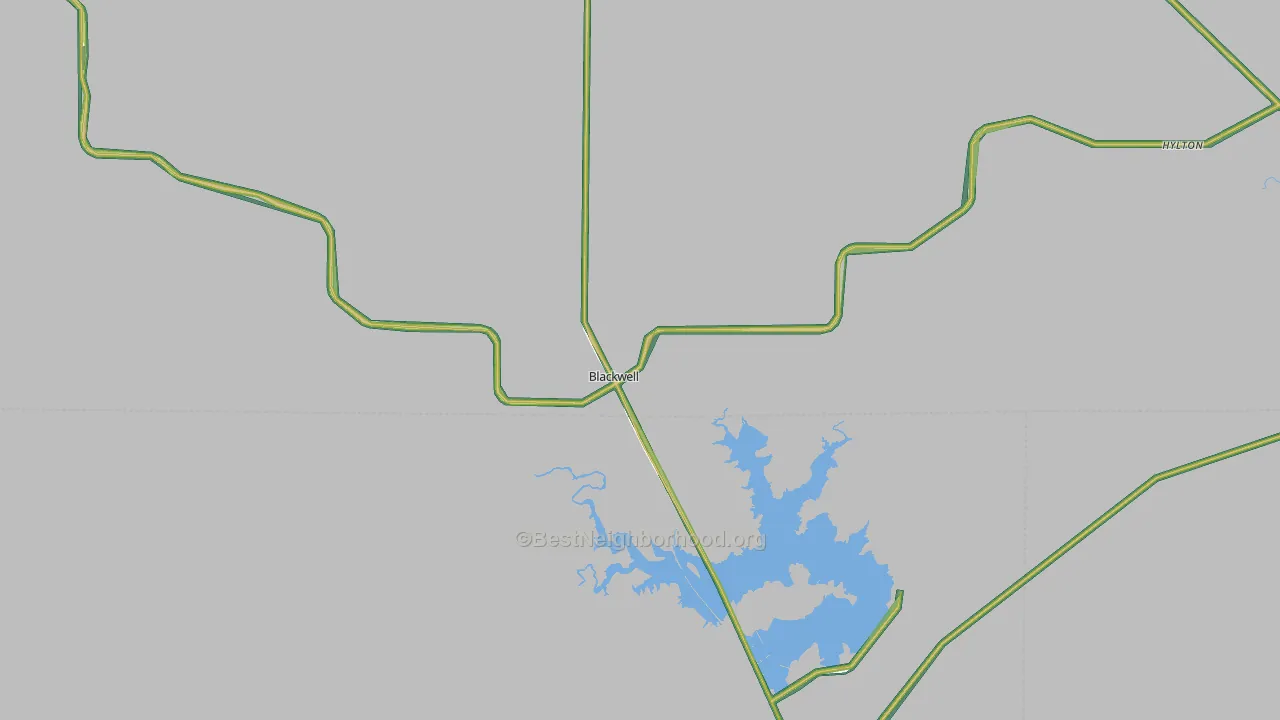 Blackwell, TX Map of Noise Levels in Blackwell