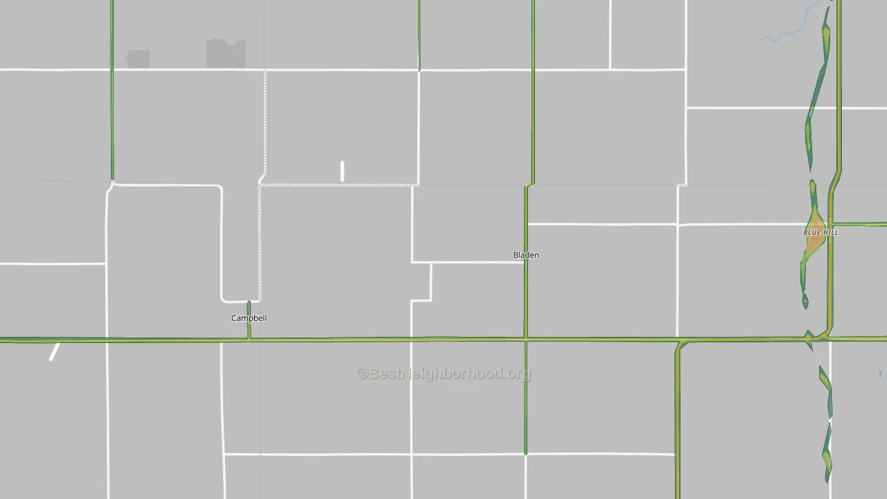 Bladen, NE Map of Noise Levels in Bladen