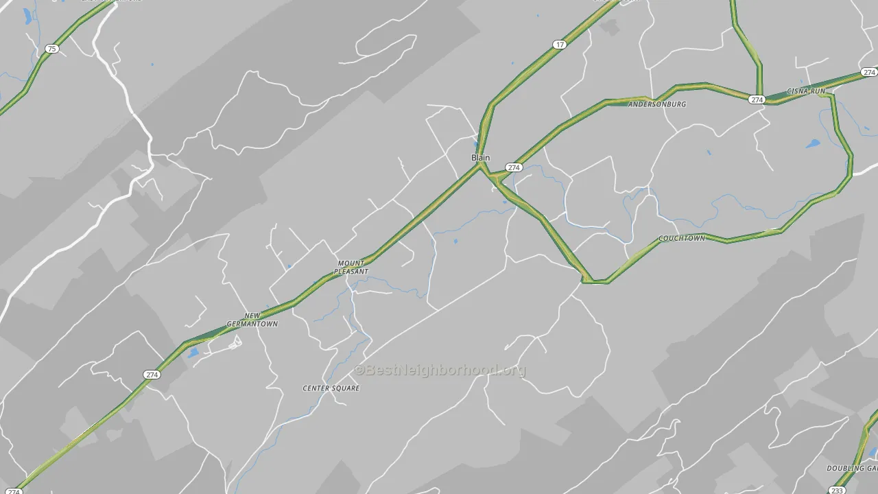 Blain, PA Map of Noise Levels in Blain