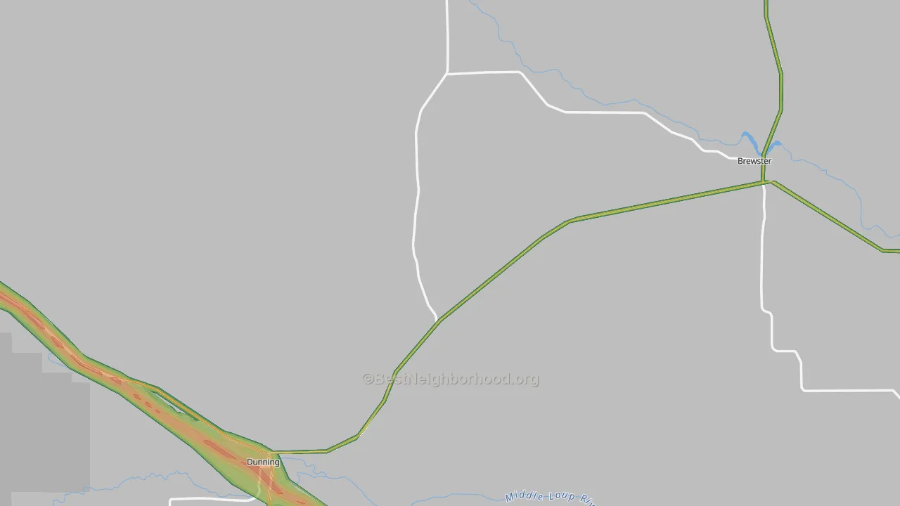 Blaine County, NE Map of Noise Levels in Blaine County