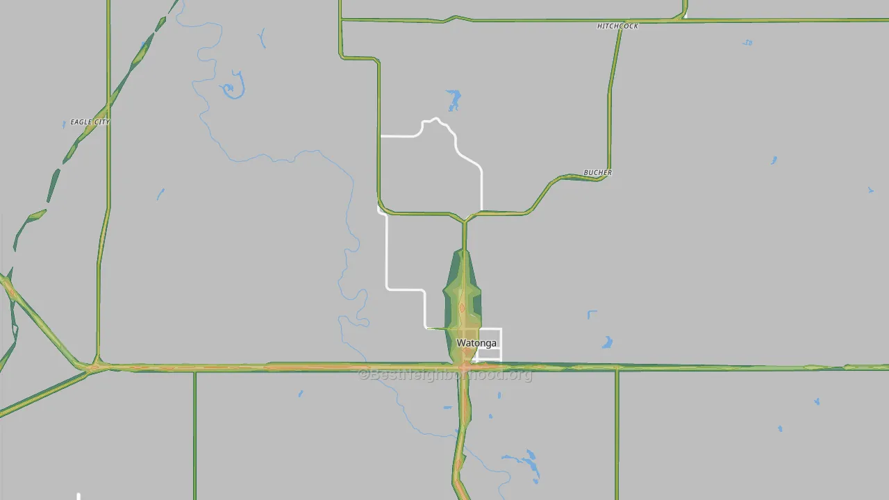 Blaine County, OK Map of Noise Levels in Blaine County