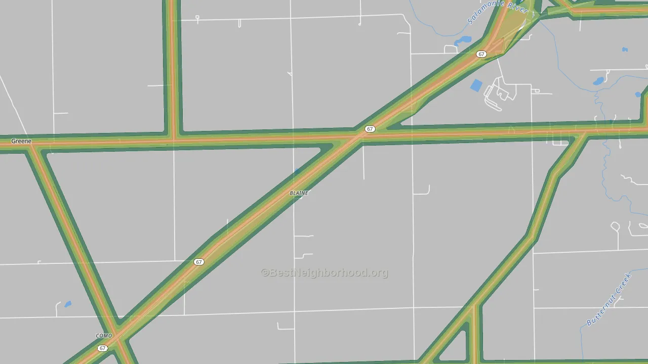 Blaine, IN Map of Noise Levels in Blaine
