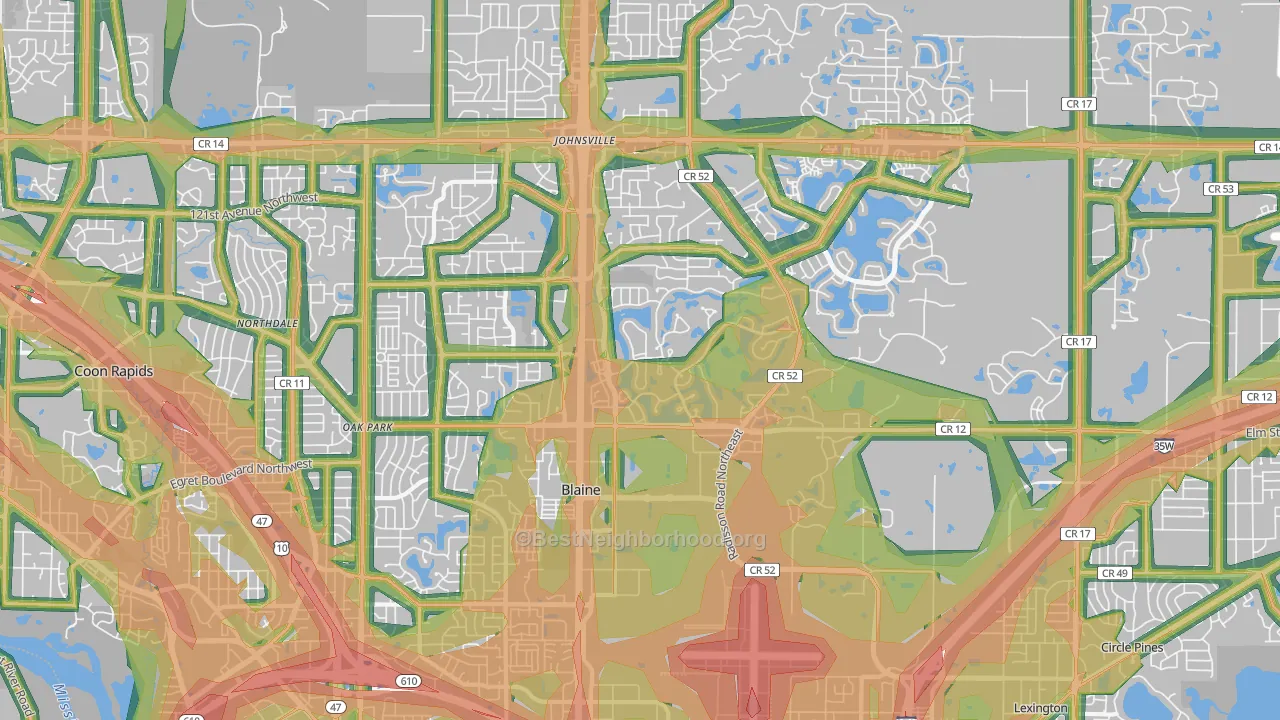 Blaine, MN Map of Noise Levels in Blaine
