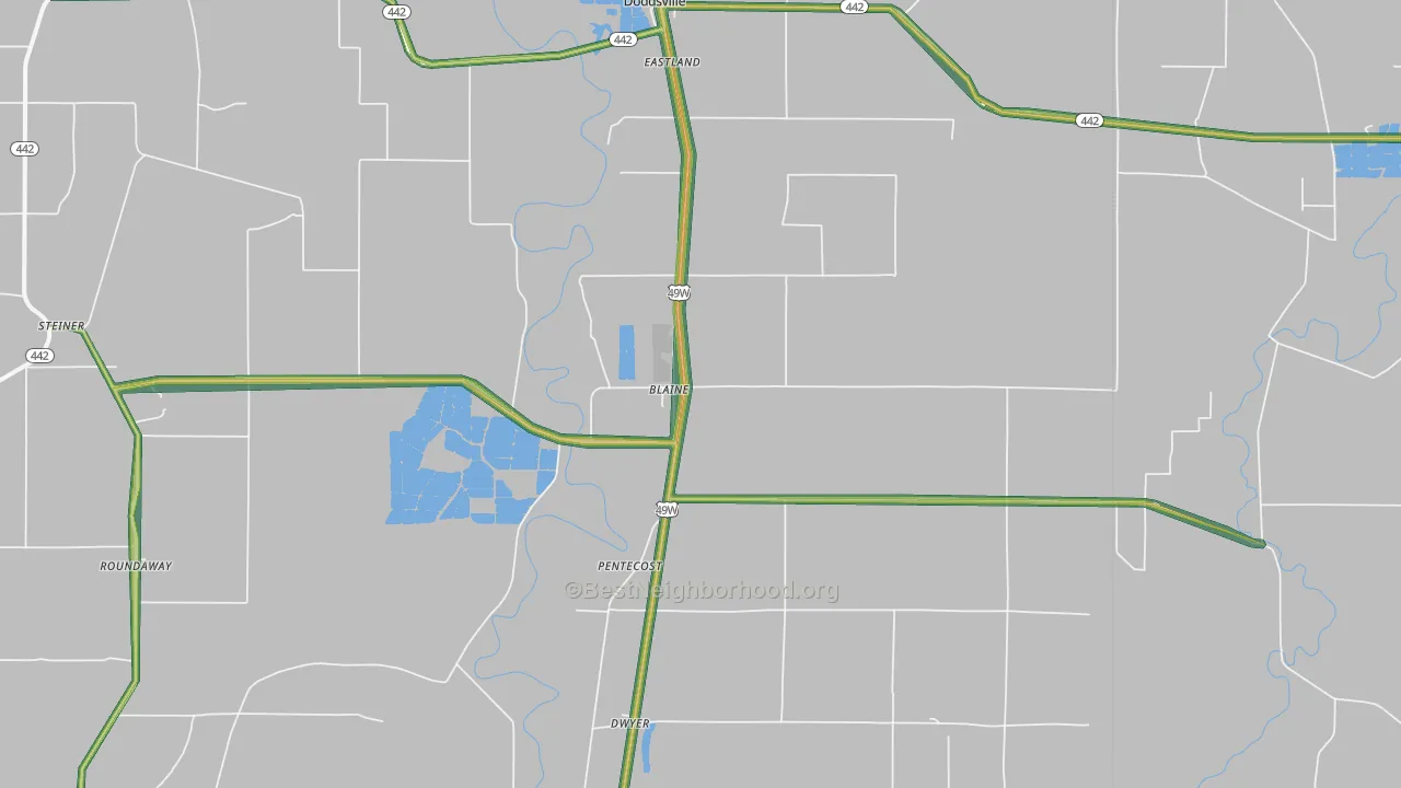 Blaine, MS Map of Noise Levels in Blaine