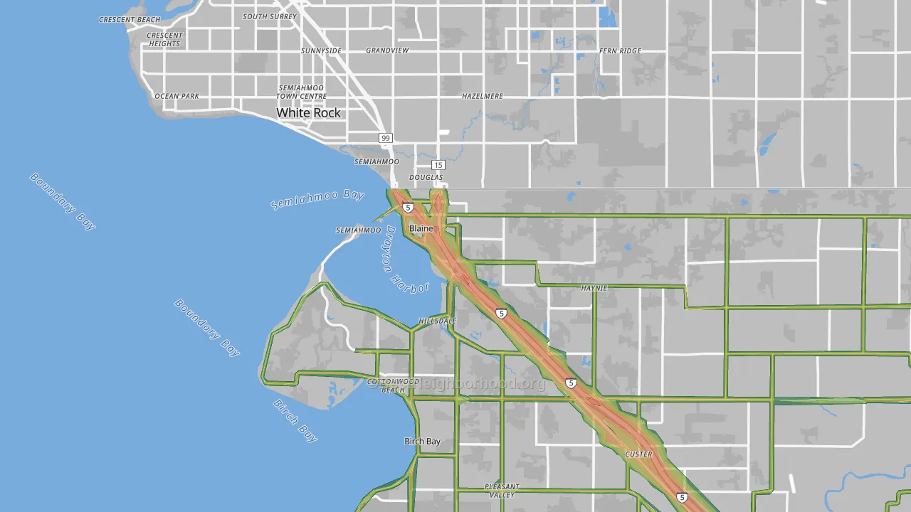 Blaine, WA Map of Noise Levels in Blaine