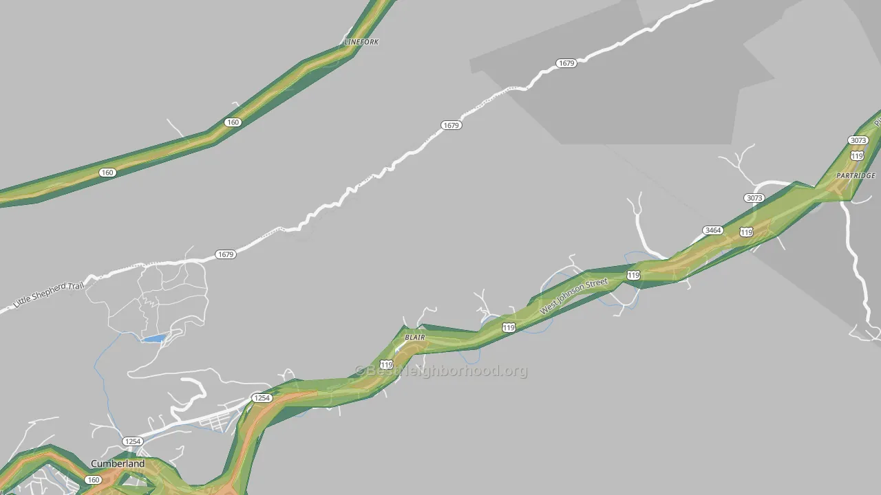 Blair, KY Map of Noise Levels in Blair