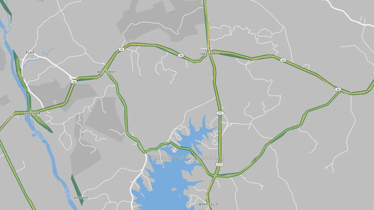 Blair, SC Map of Noise Levels in Blair