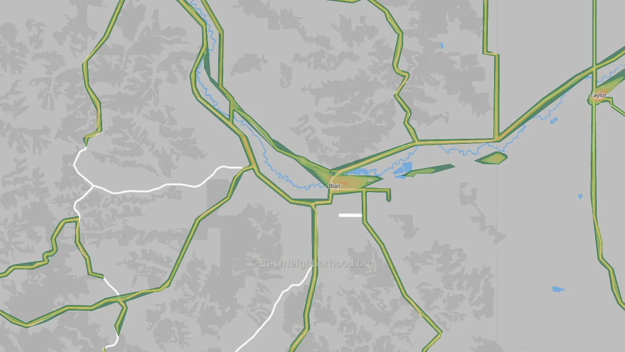 Blair, WI Map of Noise Levels in Blair