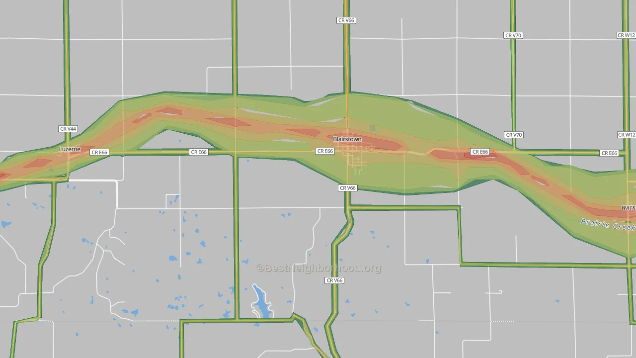Blairstown, IA Map of Noise Levels in Blairstown