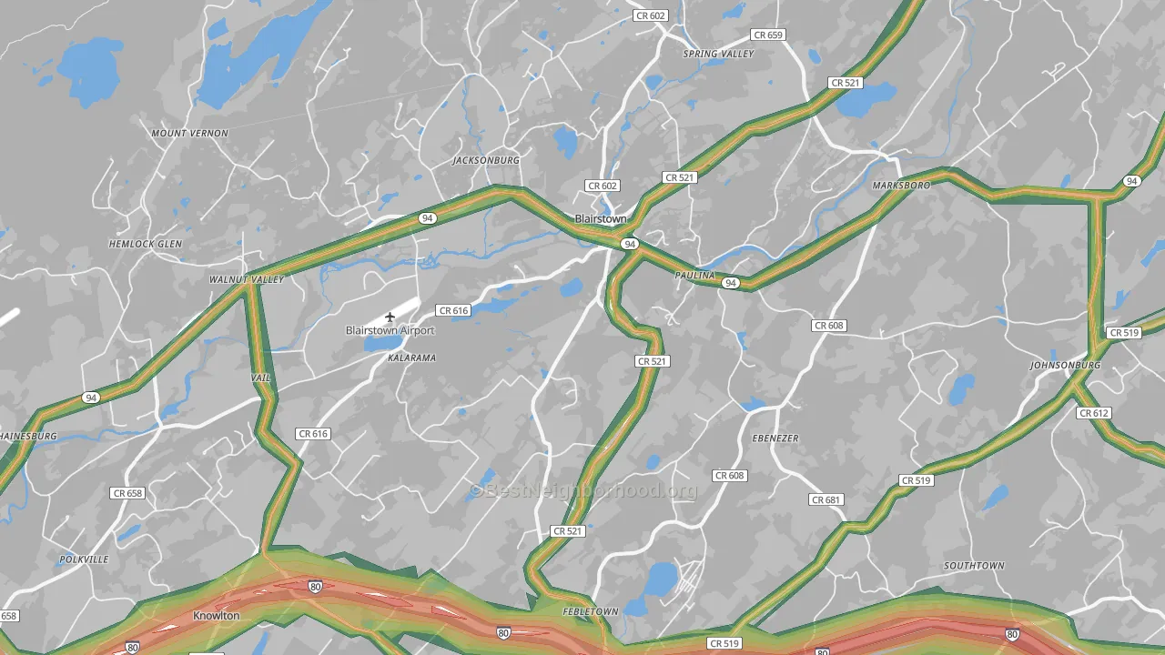 Blairstown, NJ Map of Noise Levels in Blairstown