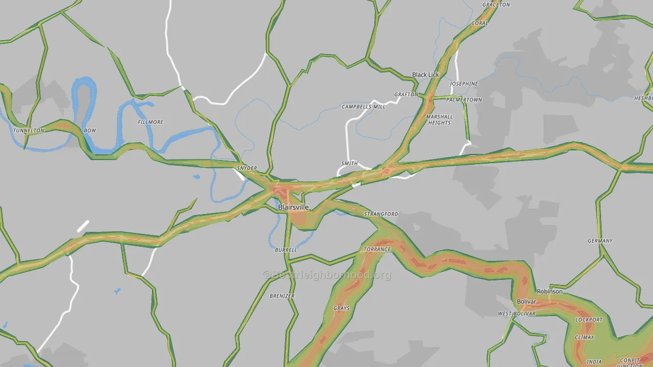 Blairsville, PA Map of Noise Levels in Blairsville