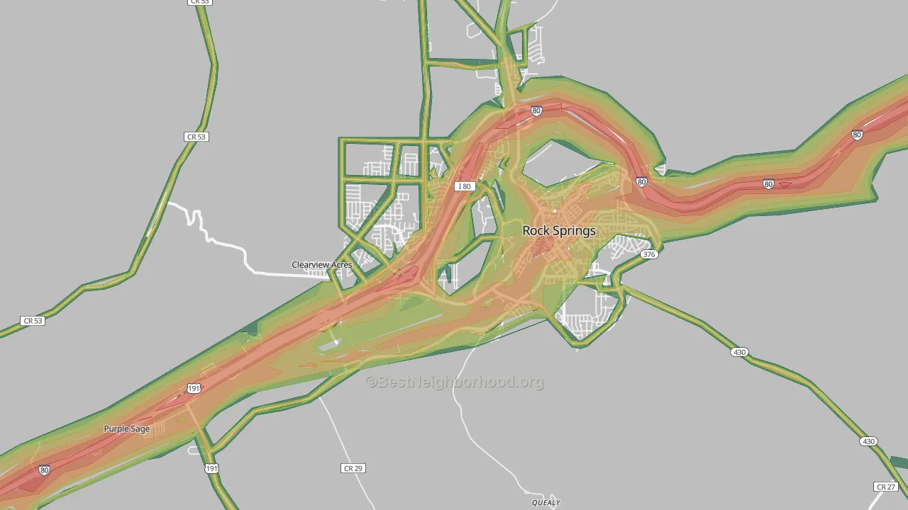 Blairtown, WY Map of Noise Levels in Blairtown