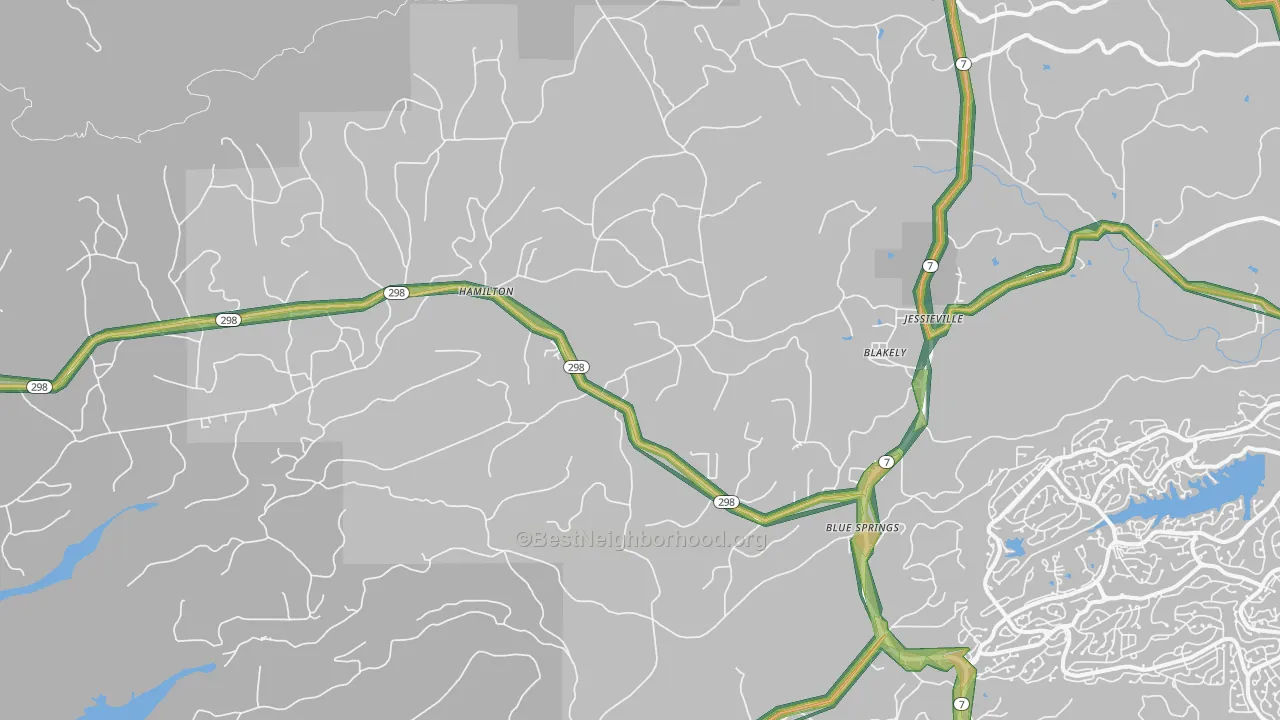 Blakely, AR Map of Noise Levels in Blakely