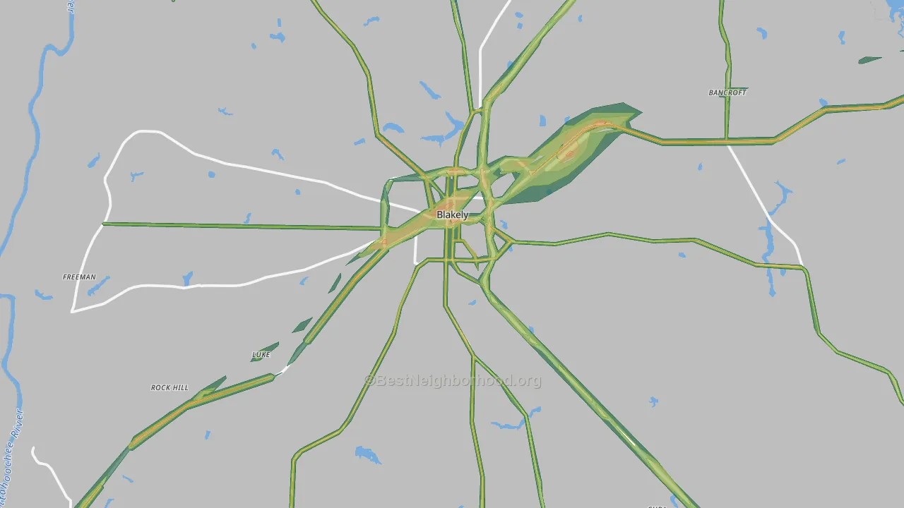 Blakely, GA Map of Noise Levels in Blakely
