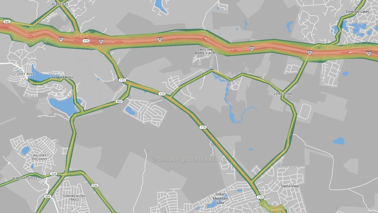 Blakeslee, PA Map of Noise Levels in Blakeslee