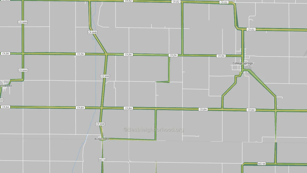 Blanchard, IA Map of Noise Levels in Blanchard