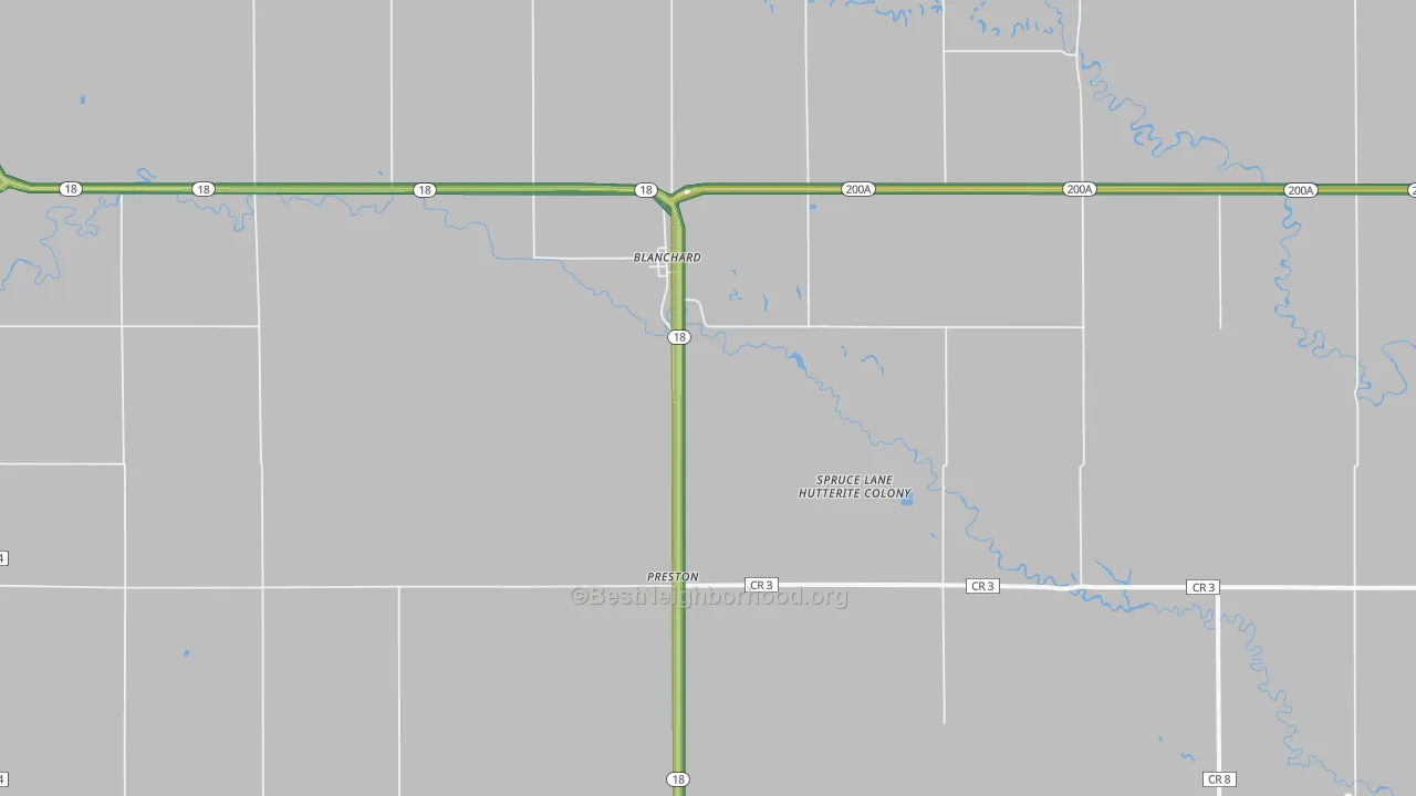 Blanchard, ND Map of Noise Levels in Blanchard
