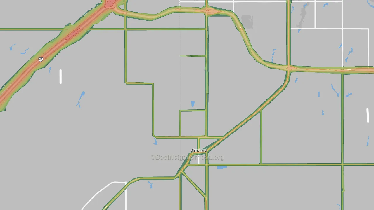 Blanchard, OK Map of Noise Levels in Blanchard