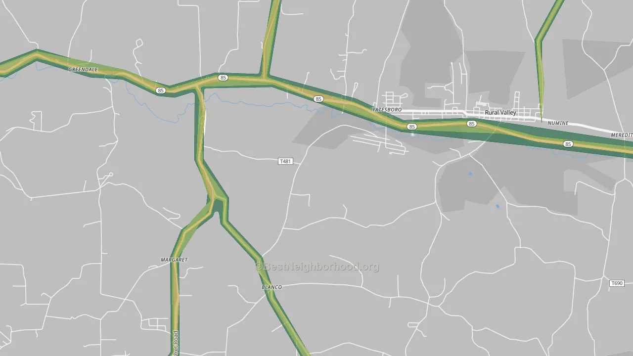 Blanco, PA Map of Noise Levels in Blanco