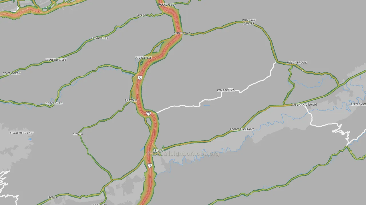 Bland County, VA Map of Noise Levels in Bland County