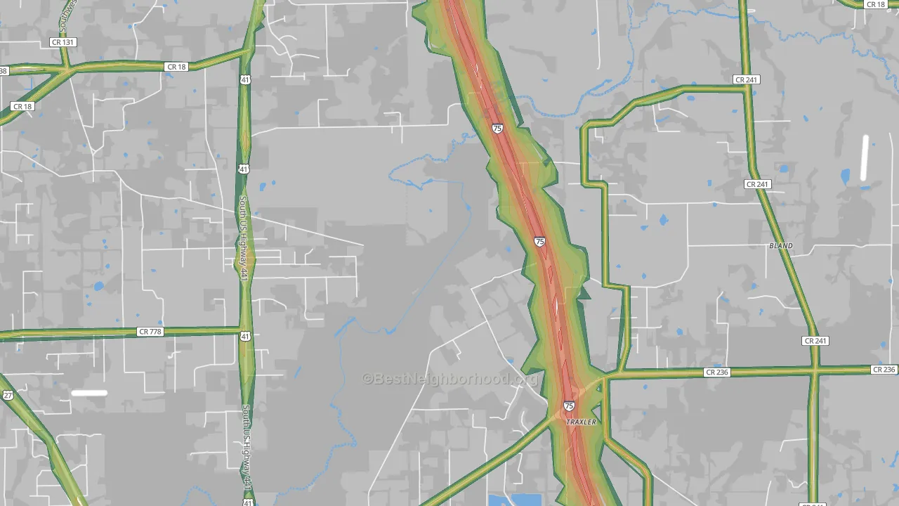 Bland, FL Map of Noise Levels in Bland
