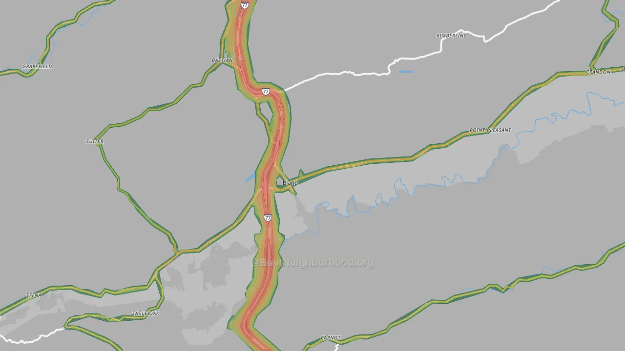 Bland, VA Map of Noise Levels in Bland