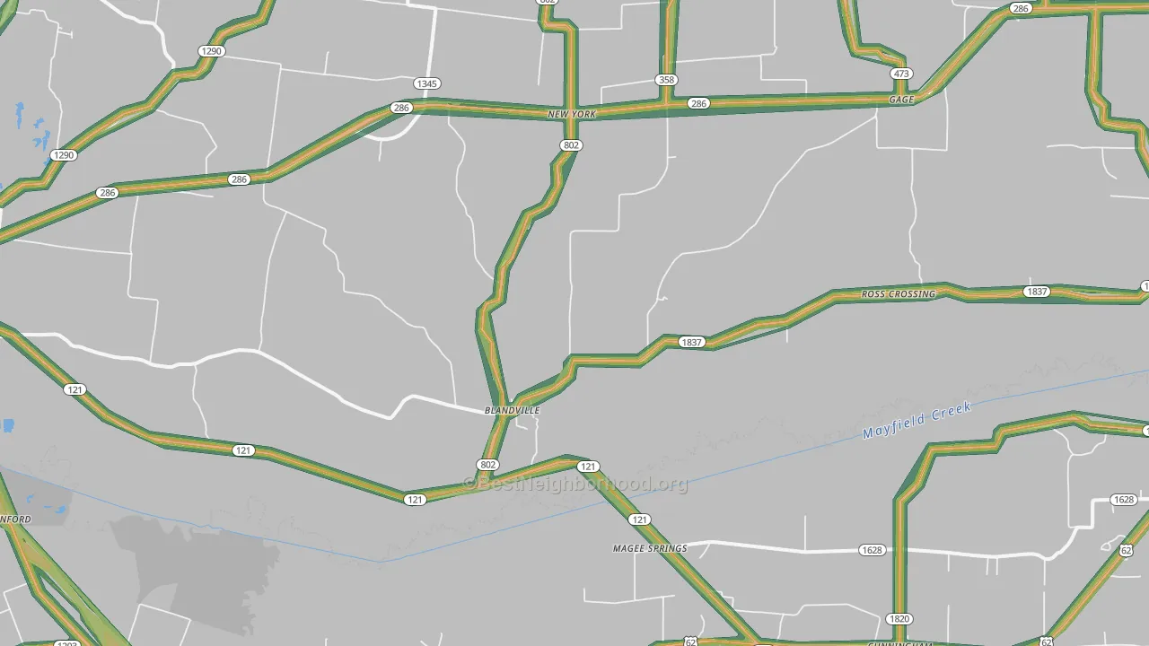 Blandville, KY Map of Noise Levels in Blandville