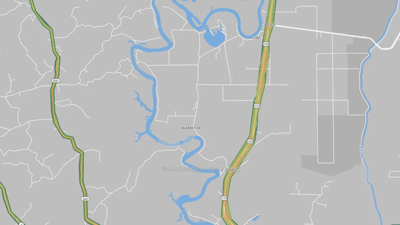 Blankston, LA Map of Noise Levels in Blankston