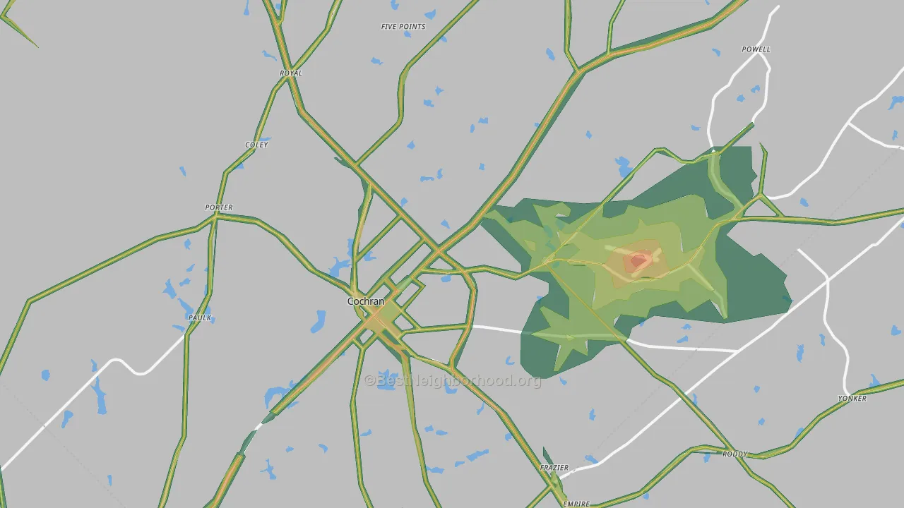 Bleckley County, GA Map of Noise Levels in Bleckley County