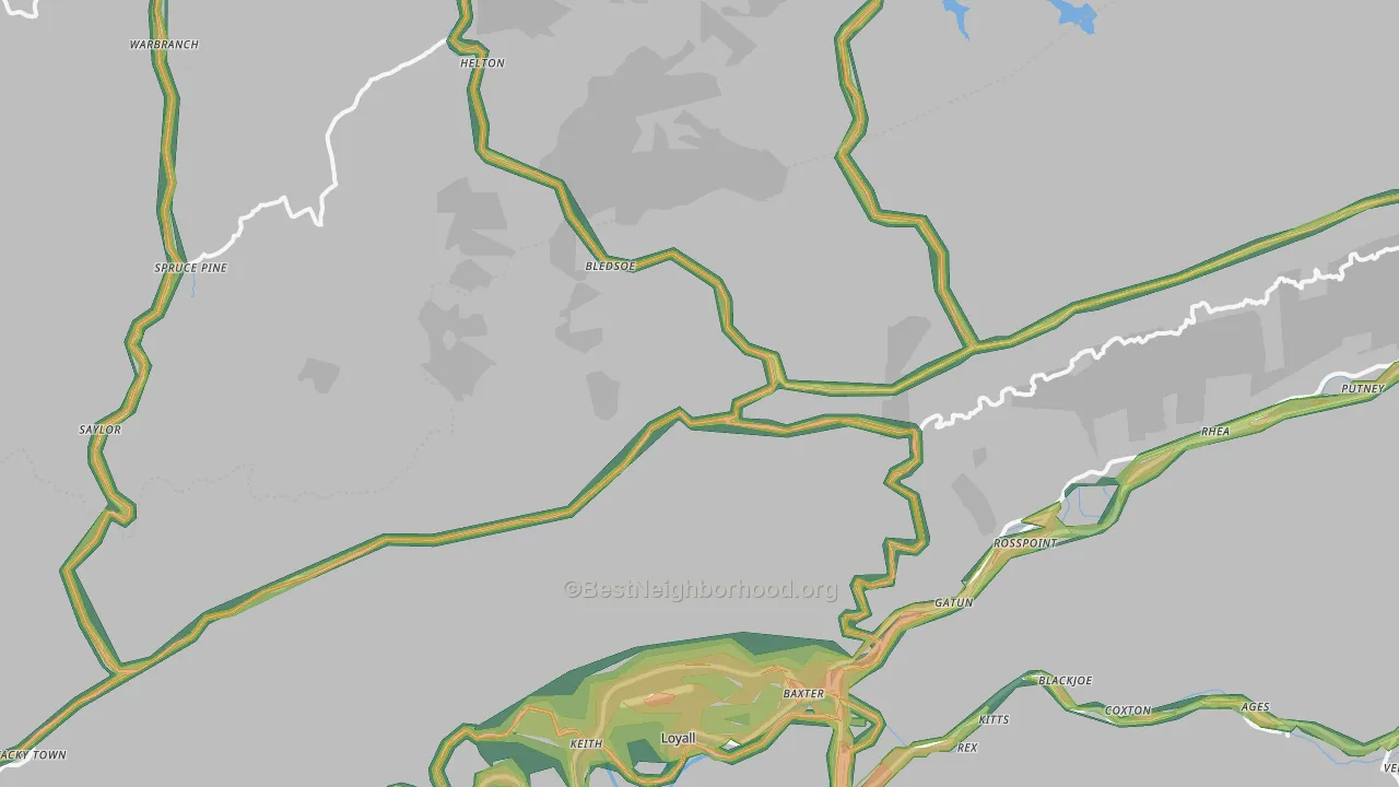 Bledsoe, KY Map of Noise Levels in Bledsoe