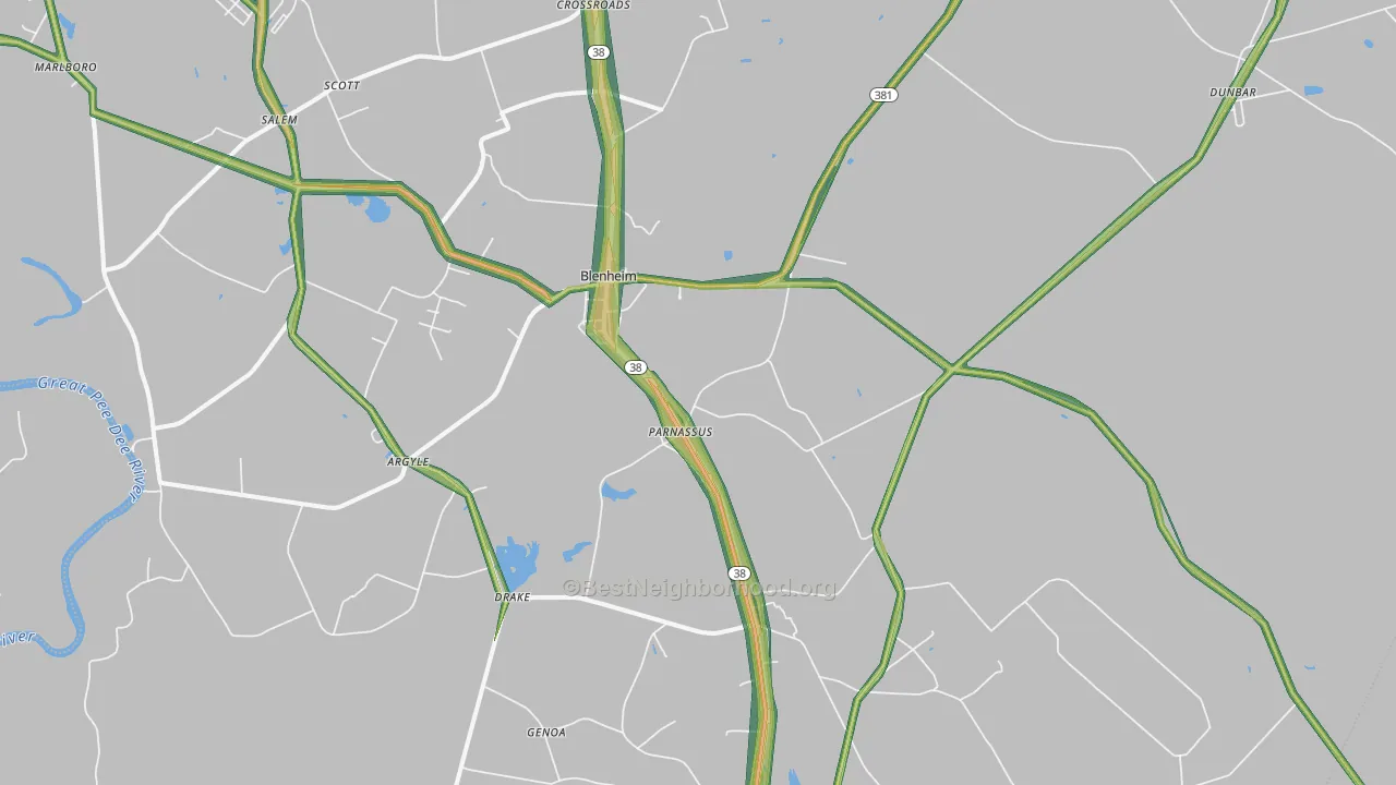 Blenheim, SC Map of Noise Levels in Blenheim