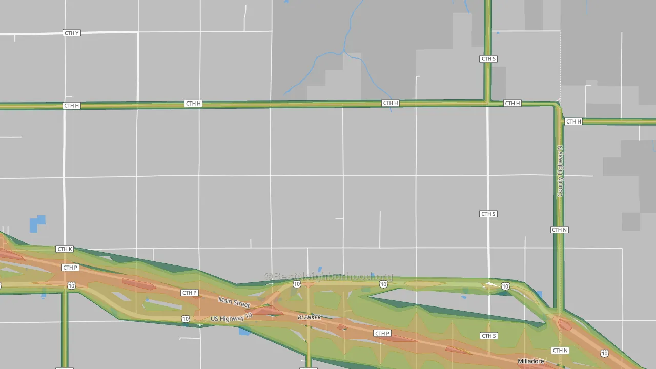 Blenker, WI Map of Noise Levels in Blenker